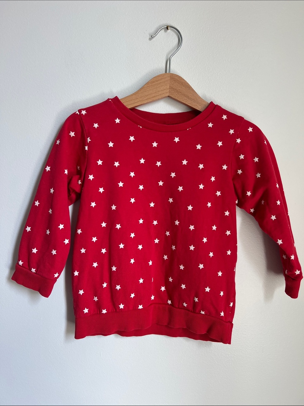 H&M | Organic Cotton Kids Red Star-Pattern Sweatshirt Size US 1 1/2 - 2 Years